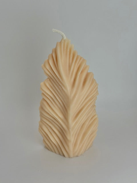 Sea Leaf or Soft Palm Pillar Candle - Terracotta Peach - Beach Linen