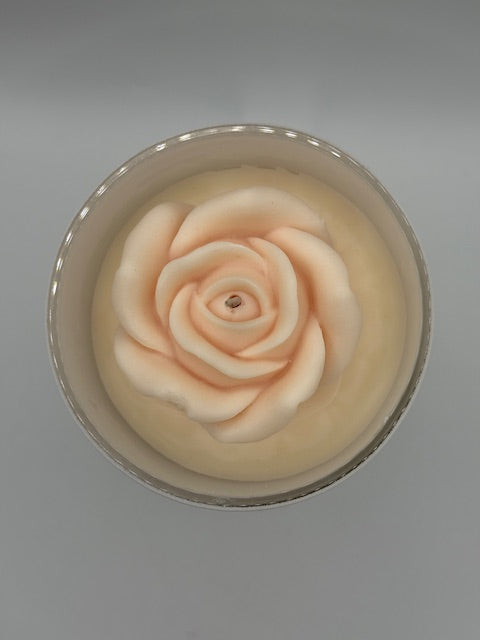French Vanilla Flower 16 oz  White Container Candle