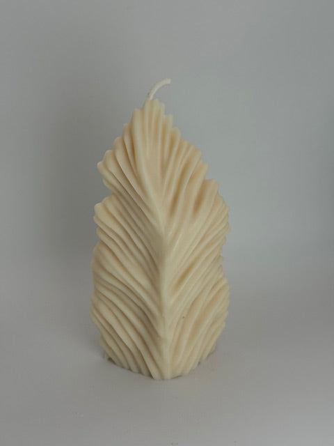 Sea Leaf or Soft Palm Pillar Candle - Soft Sand - Beach Linen