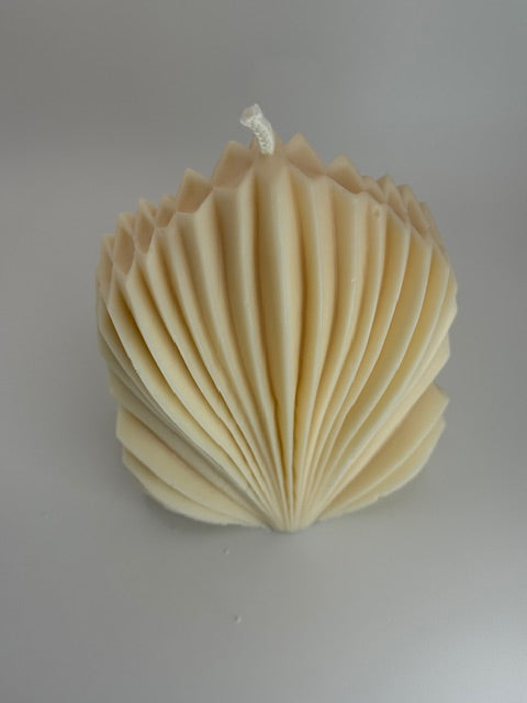 Shell Crest Pillar Candle - Beach Linen