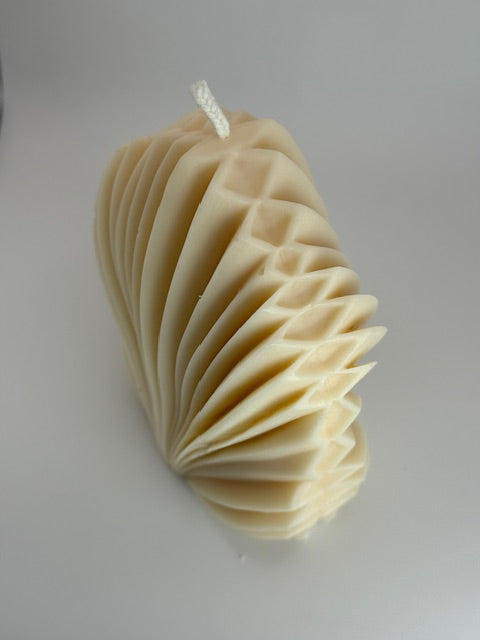 Shell Crest Pillar Candle - Beach Linen